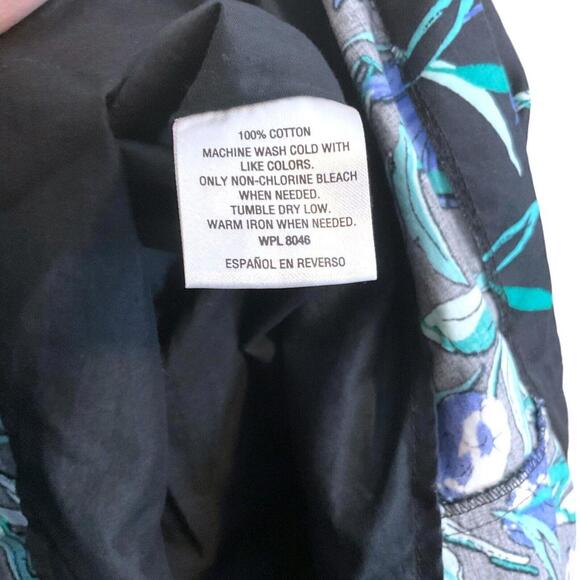 Charter Club Black Green Blue A-Line Pleated Cotton Floral Skirt Size 8 Spring - Picture 8 of 8